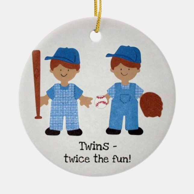 Twins - twice the fun! ceramic tree decoration (Front)