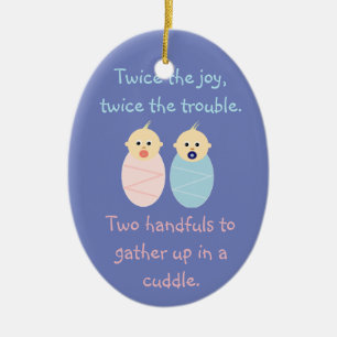 Twins = Twice the Joy Ceramic Tree Decoration
