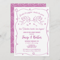 Twins Valentines Baby Shower Cupid Girl Pink Love