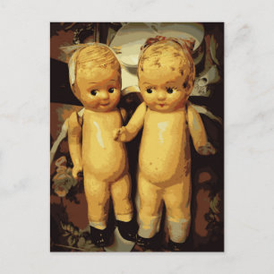 Twins Vintage Dolls Postcard