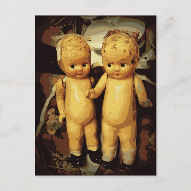 Twins Vintage Dolls Postcard (Front)