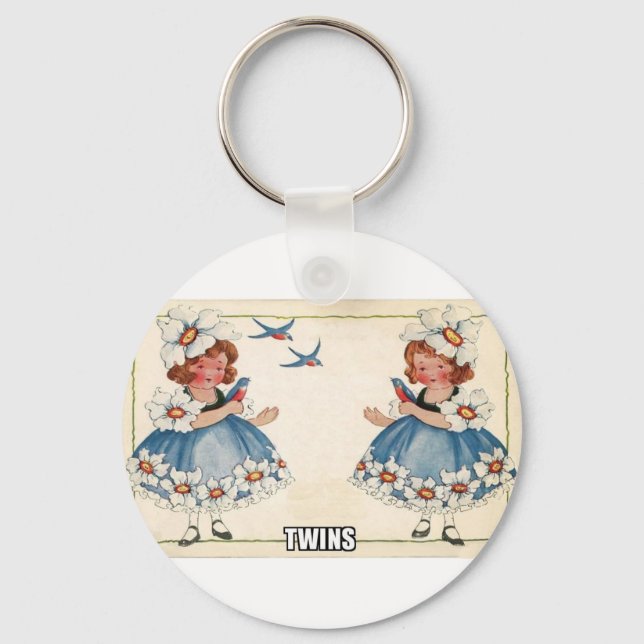 twins vintage style key ring (Front)
