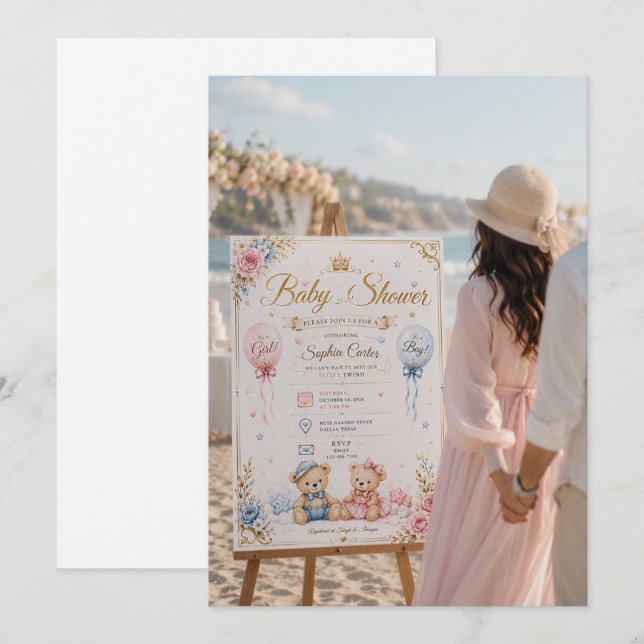 Twins Welcome Sign Mockup Invitation (Front/Back)