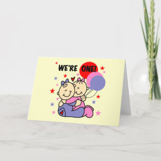 Twins We're One Birthday Tshirts and Gifts Card