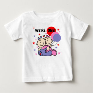 Twins We're One First Birthday Baby T-Shirt