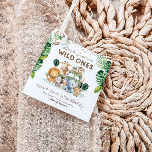 Twins Wild One 1st Birthday Safari Animals Favour Tags