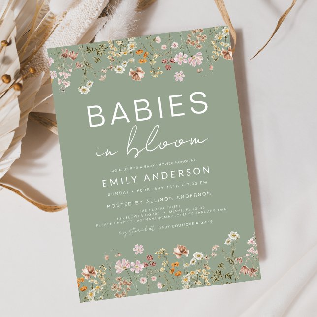 Twins Wildflower Babies in Bloom Baby Shower Invitation (Creator Uploaded)