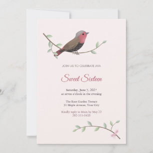 Twinspot Finch Sweet Sixteen Invitation