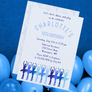 Twirl Dance Play Ballerina Girls Birthday Invitation