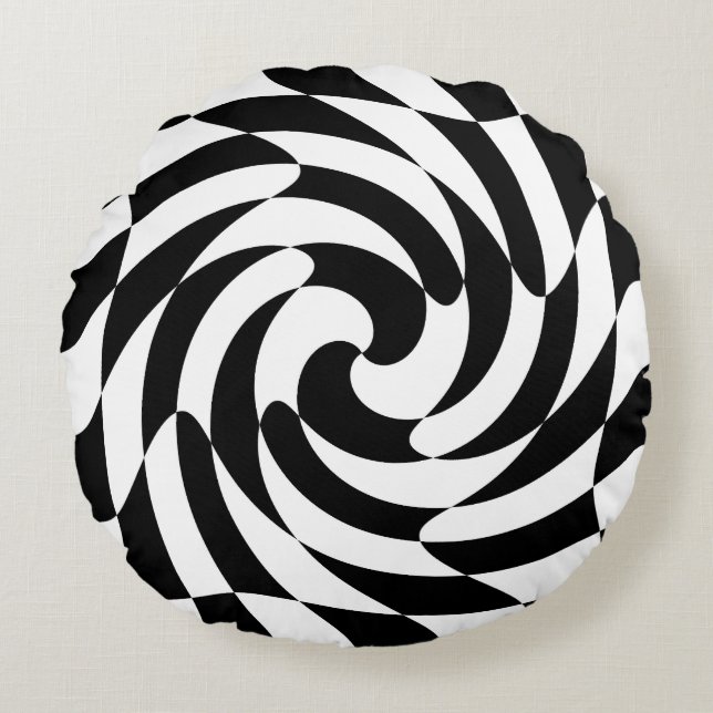 Twirled chessboard round cushion (Front)