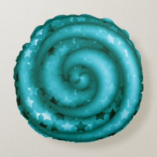 Twirled Light Teal Stars Round Pillow