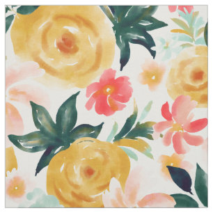 TWIRLED WORLD Watercolor Happy Floral Fabric