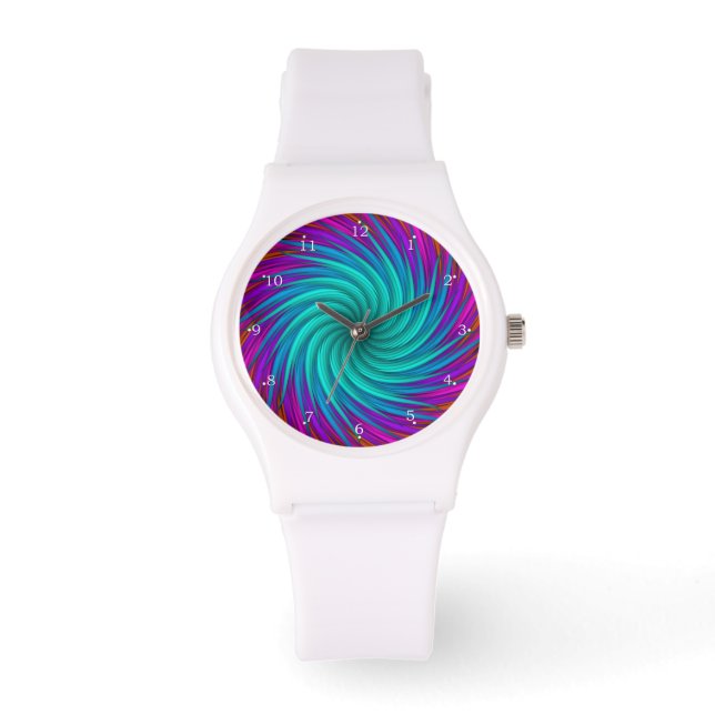 Twirling Abstract Colourful Art Watch (Front)