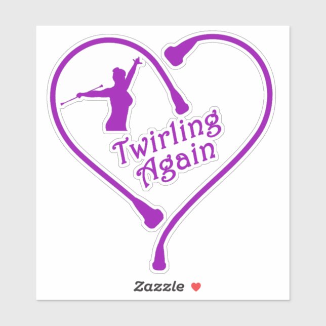 Twirling Again Heart Purple 6X6 Decal (Sheet)