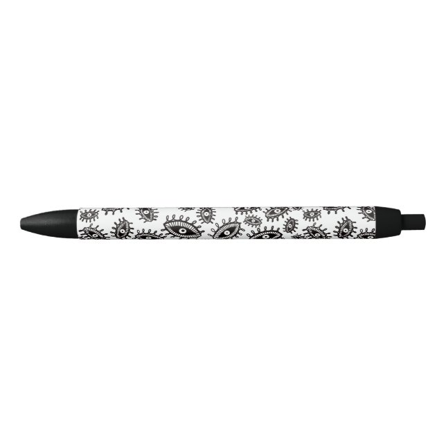 Twirly eyes white black ink pen (Front)