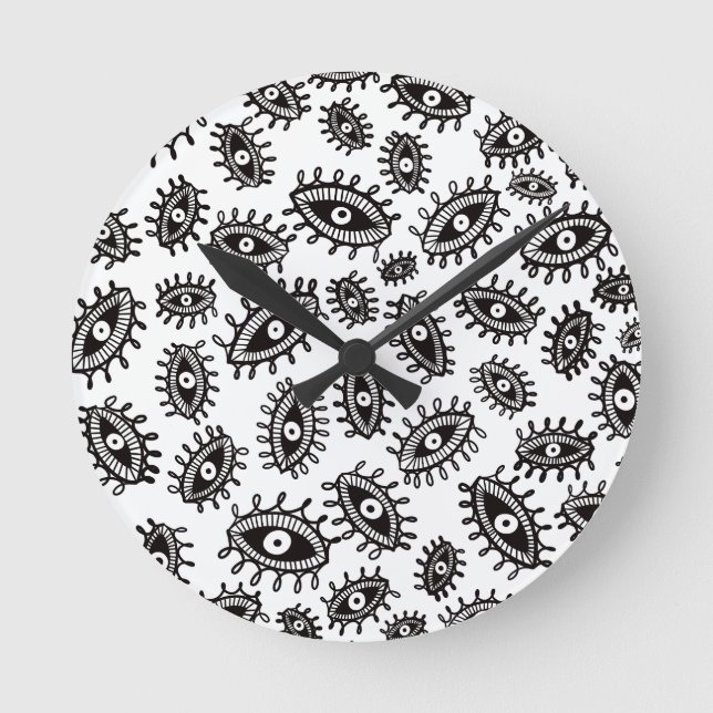 Twirly eyes white round clock (Front)