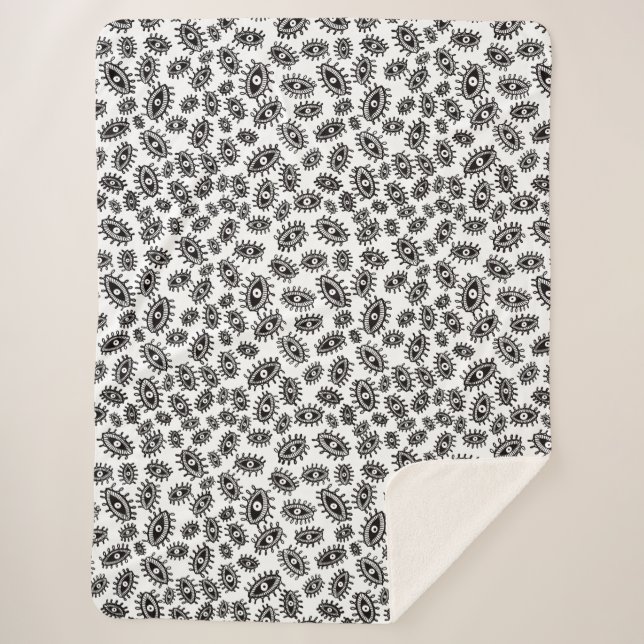 Twirly eyes white sherpa blanket (Front)