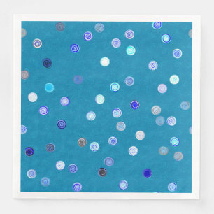 Twirly Polka Dot Blue Paper Party Napkins