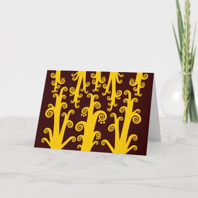 Twirly Stalks - Amber on Dk Brown Holiday Card (Front)