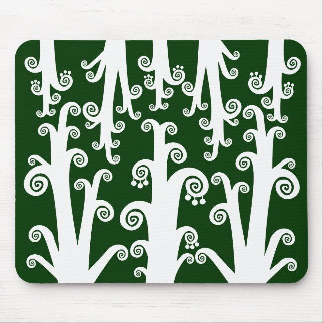 Twirly Stalks - Dark Green Mouse Pad (Front)