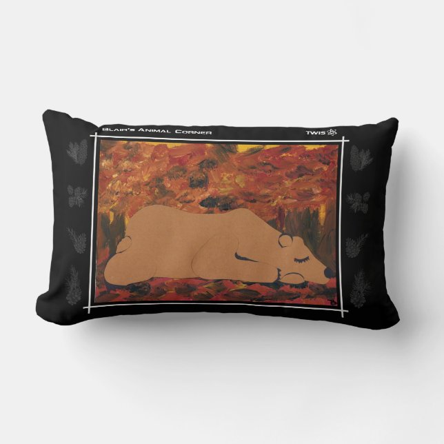 TWIS Lumbar Pillow: Blair's Animal Corner Grizzly Cushion (Front)