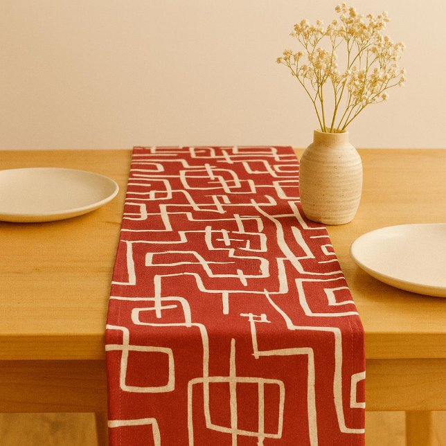 Twist & Turn Red White Short Table Runner (Creator Uploaded)