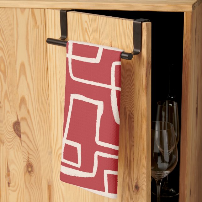 Twist & Turn Red White Tea Towel (Thirds Fold)