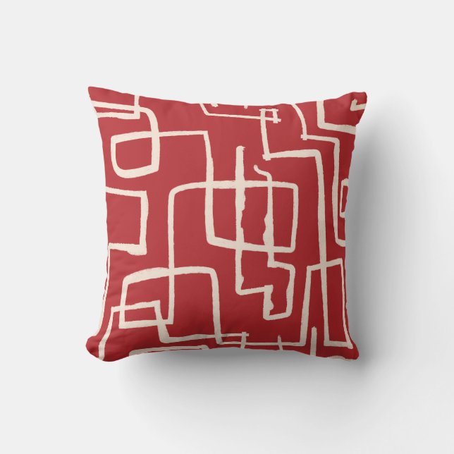 Twist & Turn Red White Throw Pillow (Front)