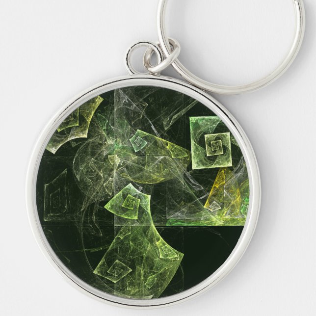Twisted Balance Fractal Geometry Light Abstract Key Ring (Front)