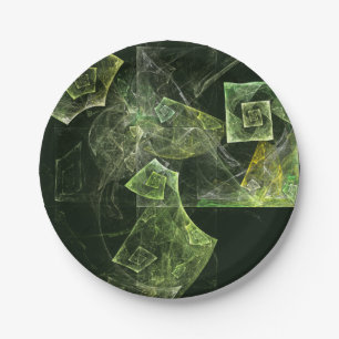 Twisted Balance Fractal Geometry Light Abstract Paper Plate