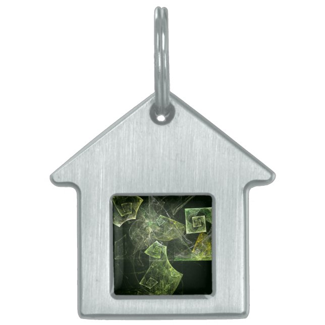 Twisted Balance Fractal Geometry Light Abstract Pet Tag (Front)