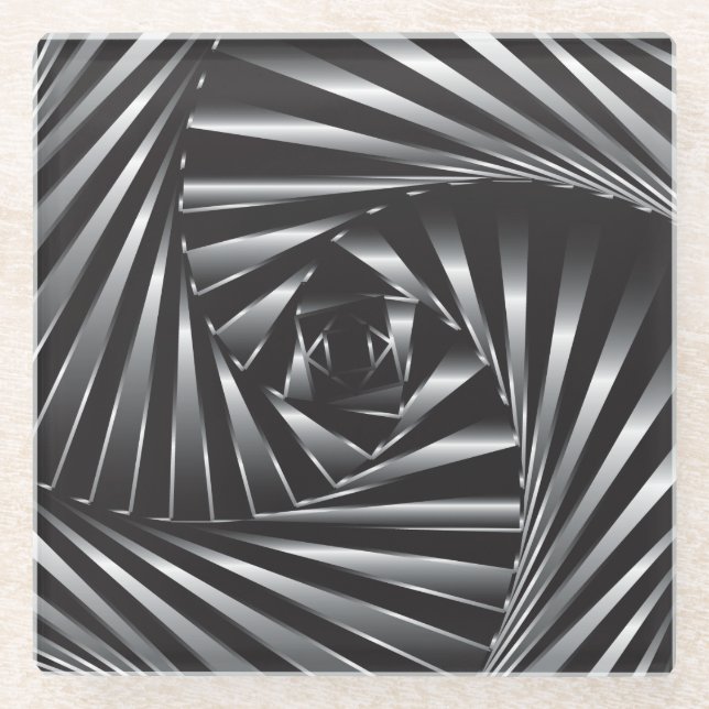 Twisted – Black Steel Glass Coaster (Front)