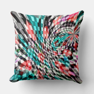 Twisted chess under red and blue colour, panorama cushion