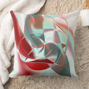 Twisted circular pieces in flashy red to coral cushion