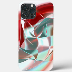 Twisted circular pieces in soft red coral to grey iPhone 13 pro max case