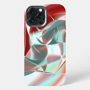 Twisted circular pieces in soft red coral to grey iPhone 13 pro max case