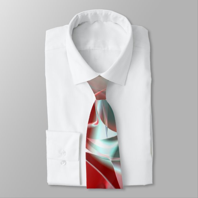 Twisted circular pieces in soft red coral to grey  tie (Tied)