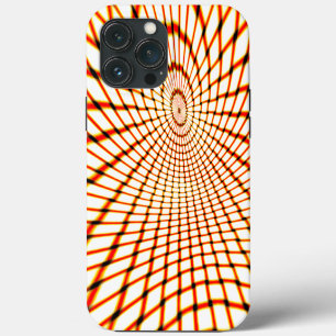 Twisted crossed orange lines forming sunken circle iPhone 13 pro max case
