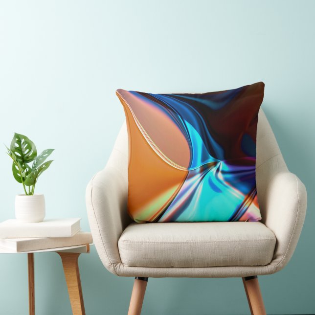 Twisted curves in nickeled blue and acrylic orange cushion (Chair)