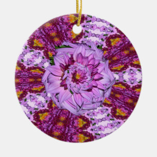 Twisted Dahlia Flower ROUND ORNAMENT