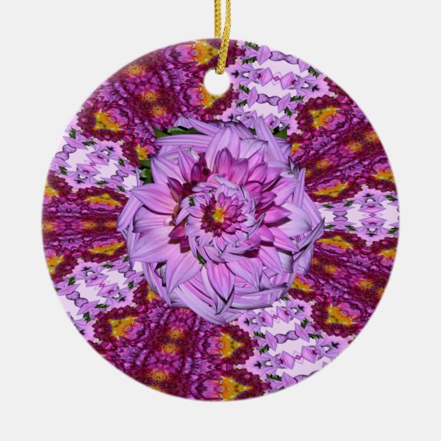 Twisted Dahlia Flower ROUND ORNAMENT (Front)