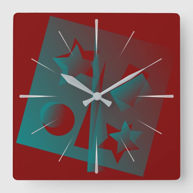 twisted geometry square wall clock (Front)
