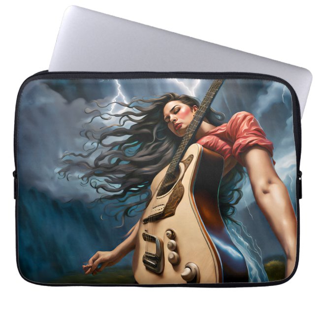 Twisted Guitar Woman Laptop Sleeve (Front)