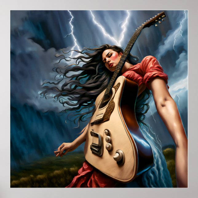 Twisted Guitar Woman Poster (Front)