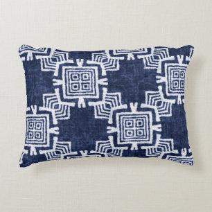 Twisted indigo chequered textured background. decorative cushion