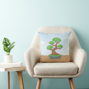 Twisted Japanese Bonsai Tree on Table Cushion