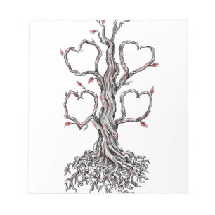 Twisted Oak Tree Heart Branch Tattoo Notepad