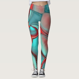 Twisted plates with convex edge red and turquoise leggings