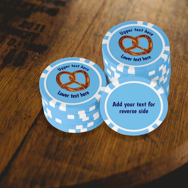 Twisted Pretzel Salty Snack Food - text both sides Poker Chips (Creator Uploaded)