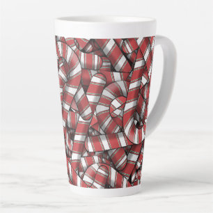 Twisted Red Striped Abstract Candy Canes Latte Mug